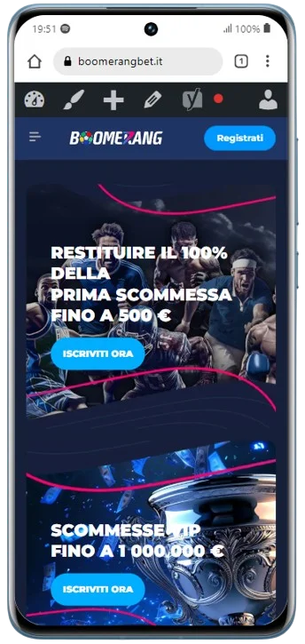 Boomerang app android per scommesse sportive