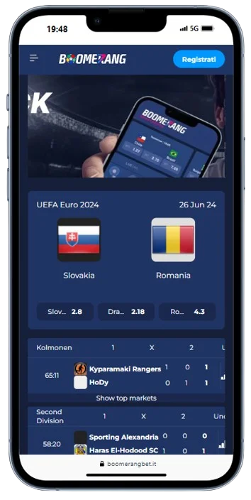 App Boomerang per le scommesse sportive