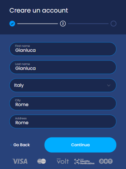 Secondo passaggio per registrarsi a Boomerang