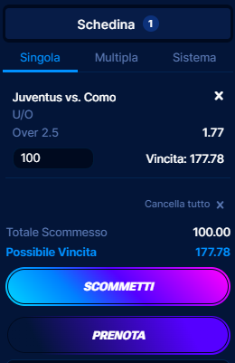 Le quote della partita di Serie A tra Juve e Como su Boomerang