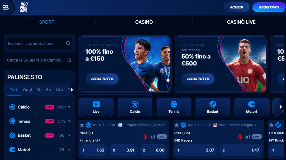 Piattaforma di scommesse Boomerang